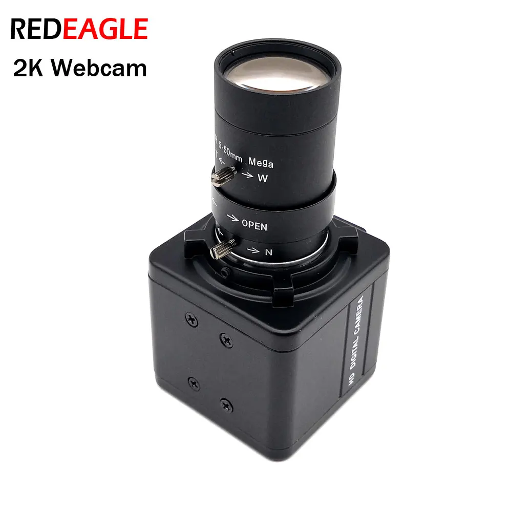 

REDEAGLE 2K 4MP USB Webcam Meeting Live Streaming PC Camera Industrial CS Mount Metal Body HD 4mm 6mm/5-50mm Varifocal Zoom Lens