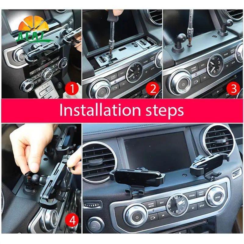 

AEA7-1 Piece Car Central Control Navigation Screen Phone Bracket Black Aluminum Alloy For Land Rover Discovery 4 LR4 2010-2016