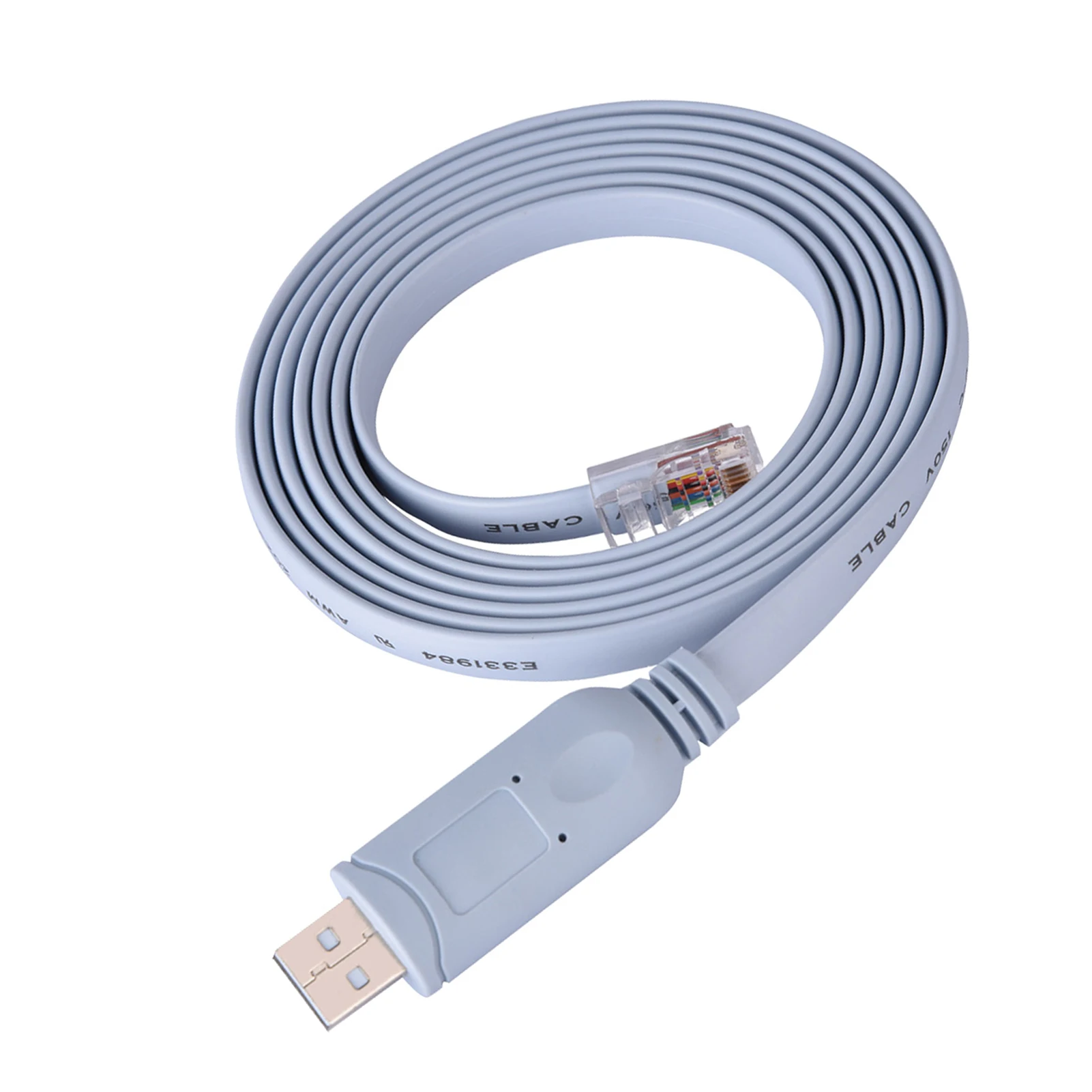 USB2.0 Male to RJ45 Male CAT5 Serial Console Flat Cable High Speed Plug and Play Compatible for Cisco Routers Switches Network