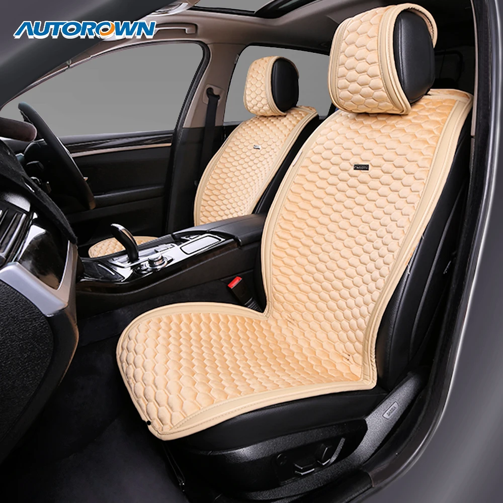 Suede car seat cushion Plush flocking cloth 3D honeycomb grid General Motors interior CAR SUV MPV 2 front seat car seat cover