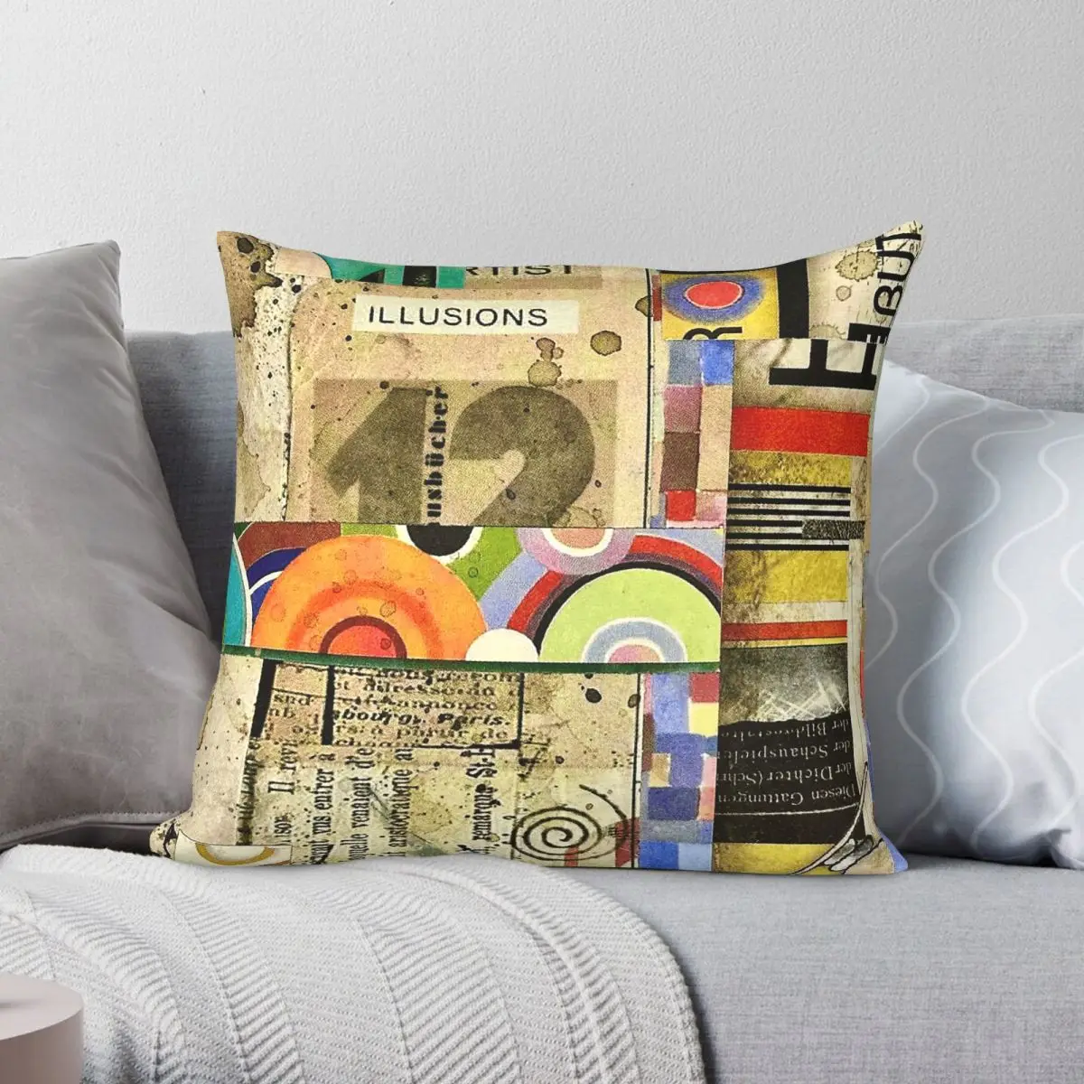 Bauhaus Optical Illusion Square Pillowcase Polyester Linen Velvet Creative Zip Decor Pillow Case Sofa Seater Cushion Cover 18