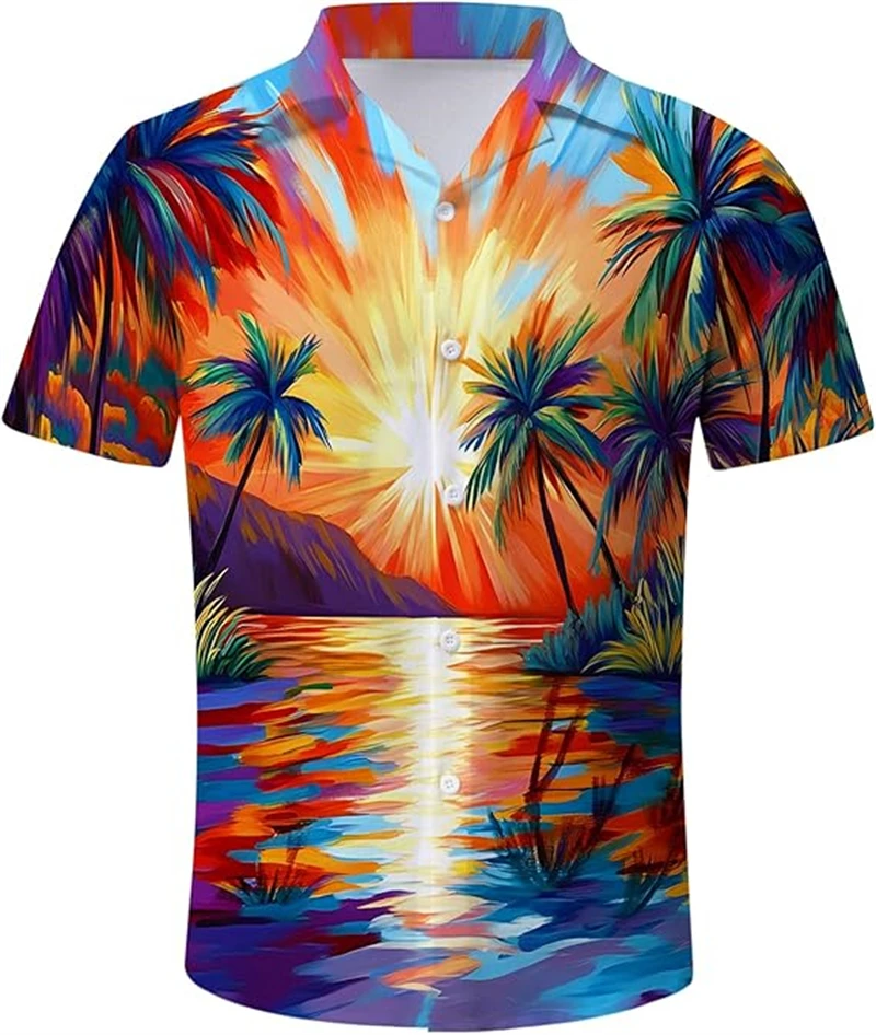 

3D Print Funny Mens Hawaiian Shirts Full Print Short Sleeve Button Up Beach Shirts Summer Oversized Blouse Shirt For Men Women