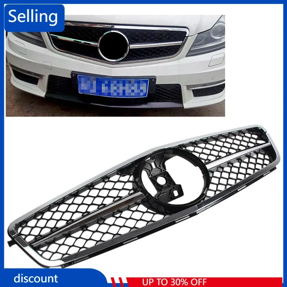 Car Front Grille Grill For Mercedes Benz C-Class W204 C180 C200 C260 C63 2007 2008 2009 2010 2011 2012 2013 2014 w/ Emblem fast