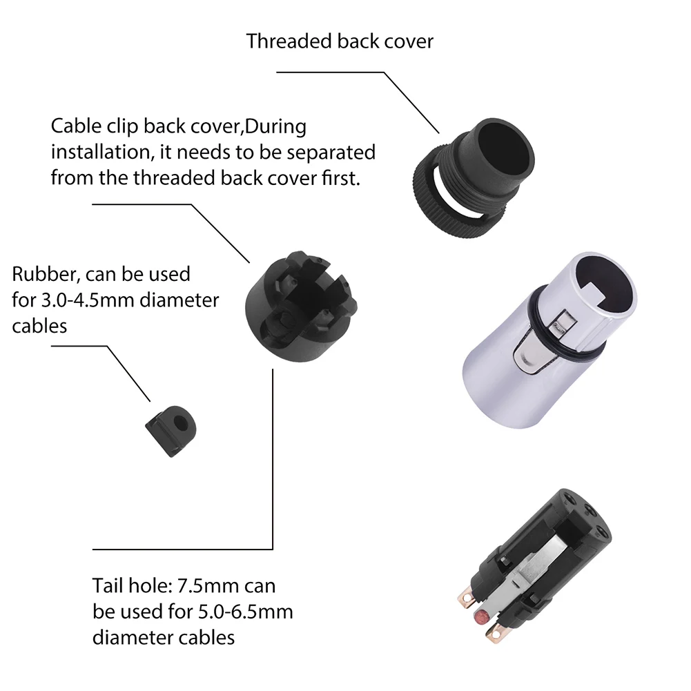 1/2 pz Hi-End placcato argento tellurio rame maschio/femmina compatto XLR microfono adattatore a saldare microfono DMX Plug Jack Socket