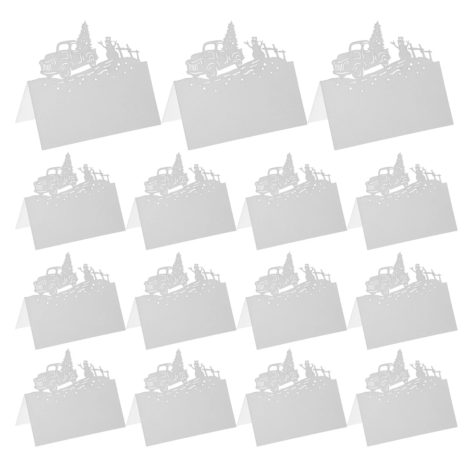 

50Pcs Christmas Table Place Cards Holiday Party Seating Name Tent Cards with Snowman Tree Cutout Design for Dinner Wedding Event