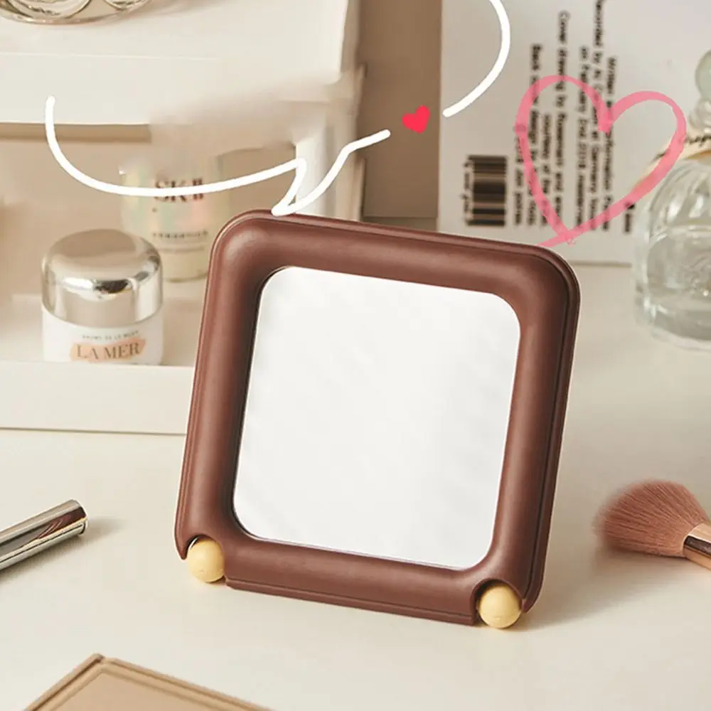 Chocolade Vorm Desktop Make-Up Spiegel Draagbare High Definition Handheld Tas Make-Up Spiegel Eenvoudige Dressing Spiegel Vrouwen