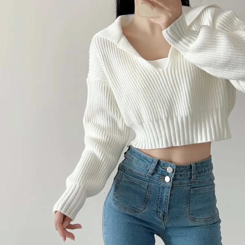 

Sweater White Cardigan Cardigans Versatile Smaller Slimming Women's Comfortable Fall/Winter Warm Short Jacketcropped Cardigan