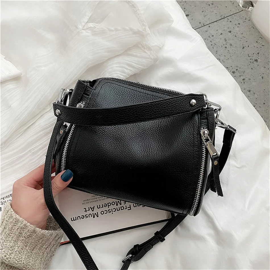 New Genuine Leather Handbags 2024 Fashion Solid Color Women Shoulder Crossbody Bags Designer Casual Messenger Handbag Sac A Main