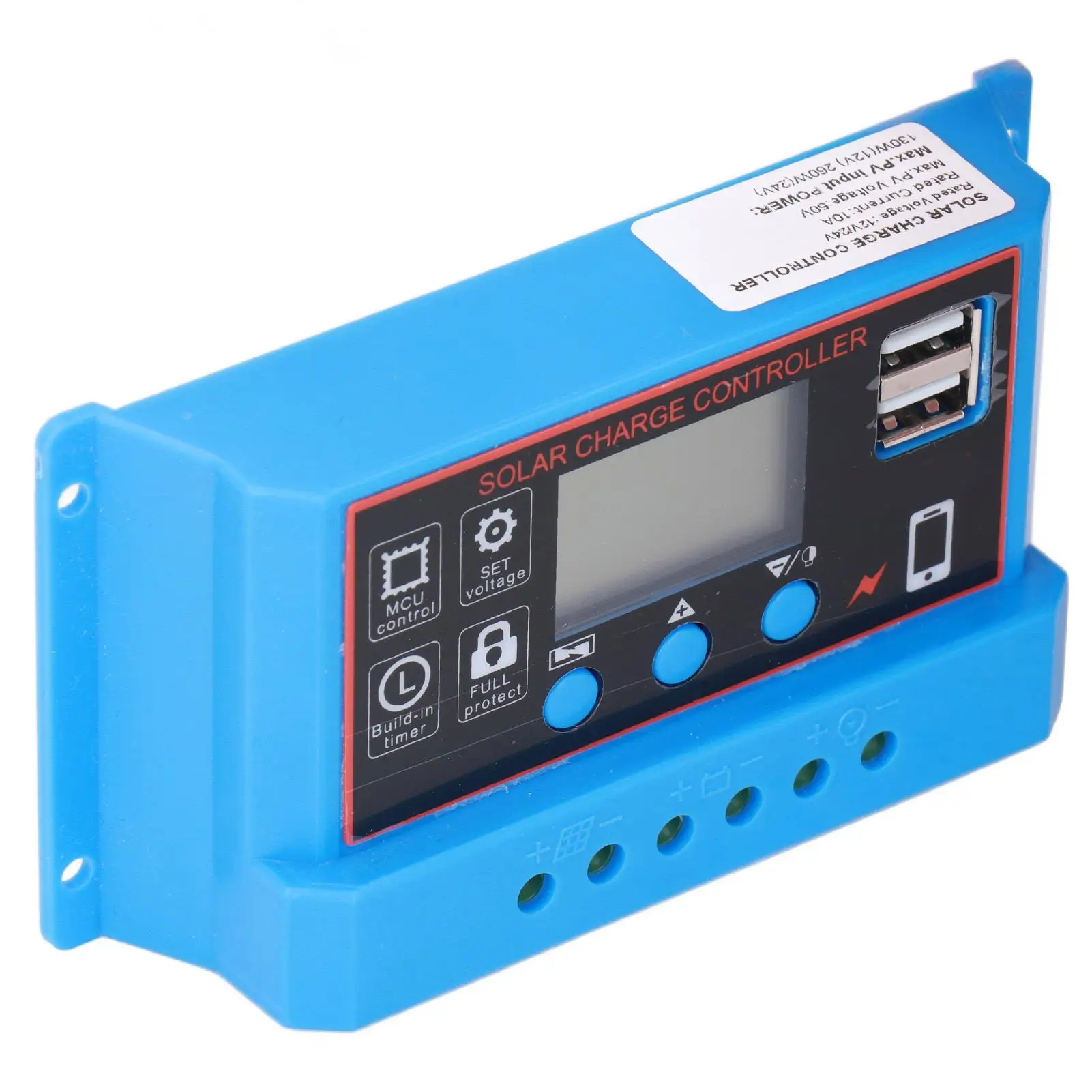 12V 24V 10A Solar Panel Charge Controller with LCD Display PWM Charging Regulator for Photovoltaic System