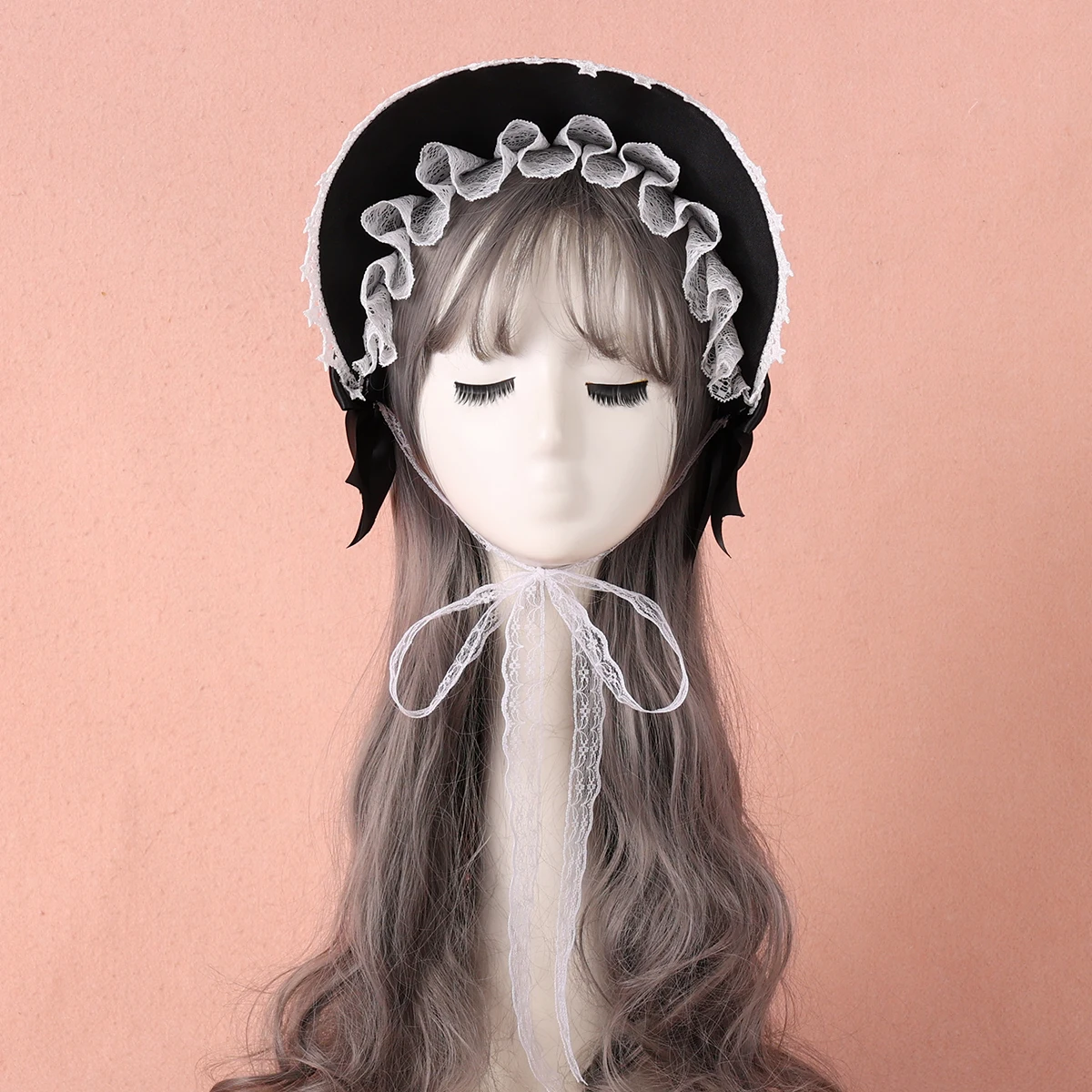 レースロリータボンネットビクトリア朝のかぶと手作りゴージャスなゴシックヴィンテージガールコート太陽の帽子 Bnt コスプレ