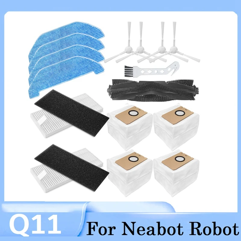 

Promotion!16Pcs For Neabot Q11 Robot Vacuum Cleaner Accessories Main Side Brush Mop Cloth HEPA Filter Dust Bag Replacement Parts