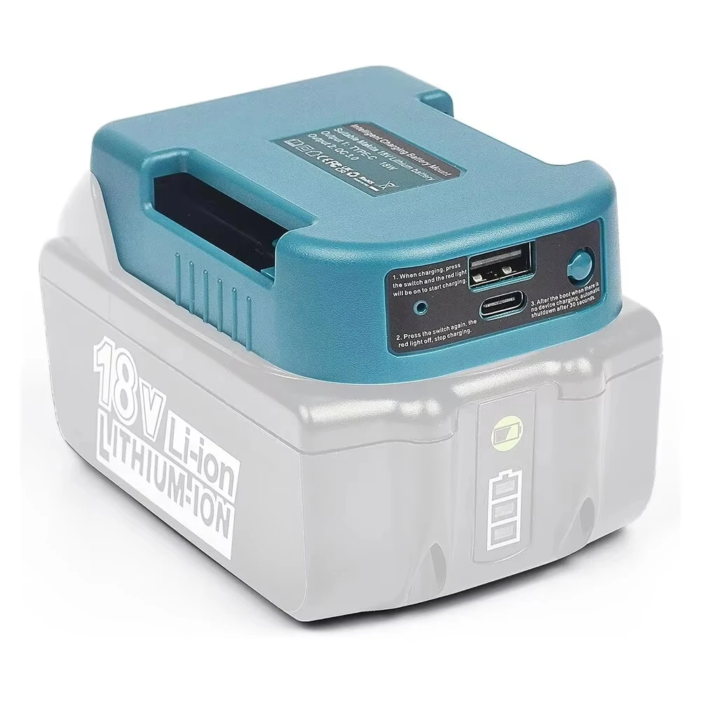 

For Makita 18V With USB With Type-C Battery Holder For Makita 18V Battery BL1840 BL1850 BL1860 Charger Adapter Fast Charging