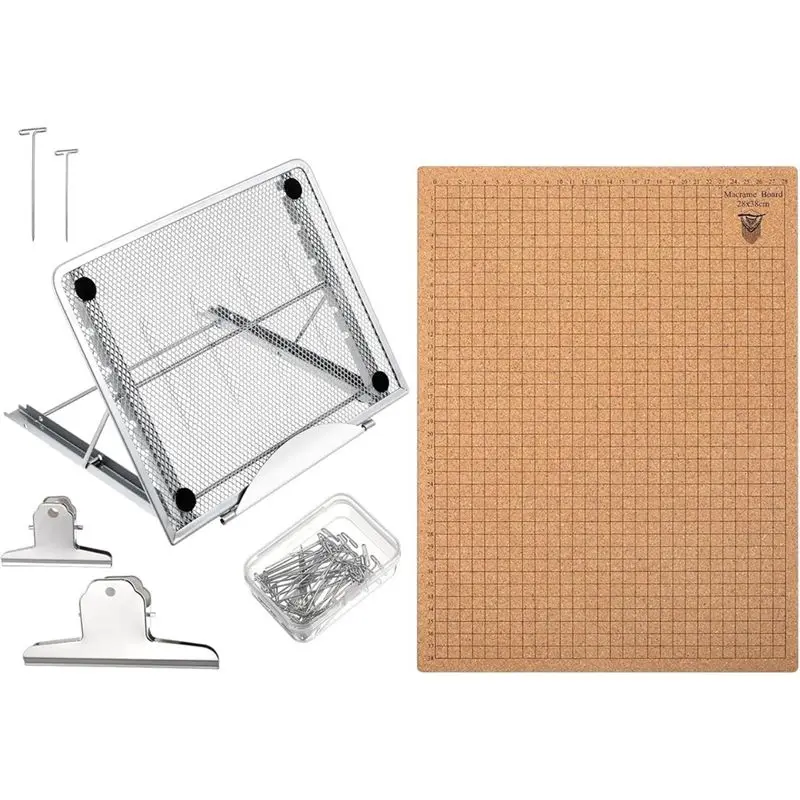 

HOT 12X16 Inch Macrame Board And Pins Kit With Metal Adjustable Holder For Braiding Cording Bracelet~Jul.