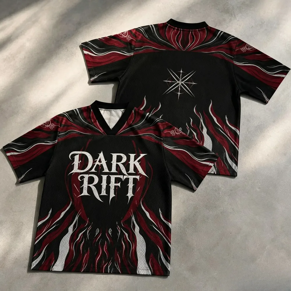 Dark Flame Gothic Star Graphic Women Mesh V Neck Jersey T-Shirt Hip Hop Streetwear Casual Sport Short Sleeve Tops