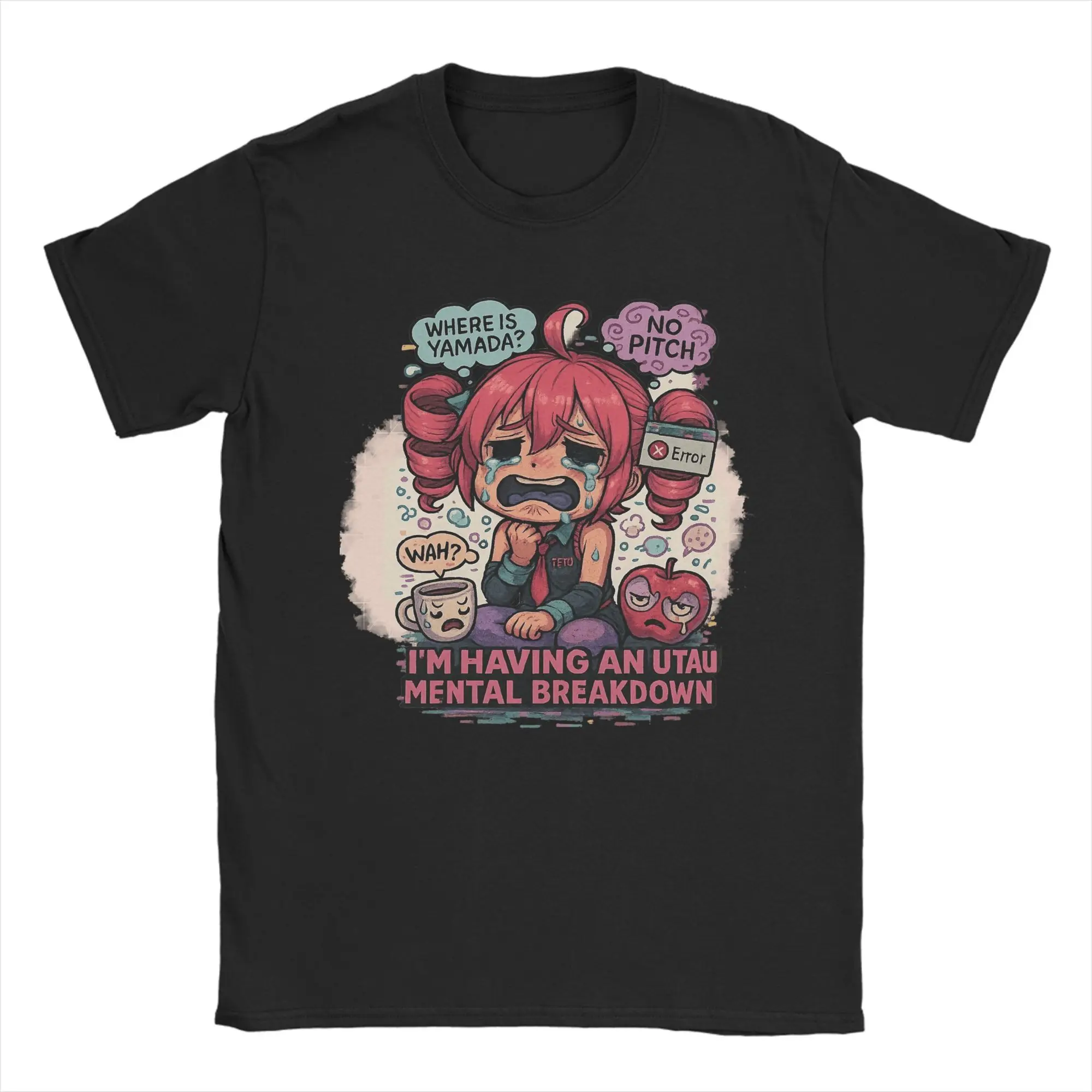 

Футболка UTAU Mental Breakdown, летние хлопковые футболки с аниме Kasane Teto для мужчин, модная повседневная футболка с короткими рукавами, винтажные топы