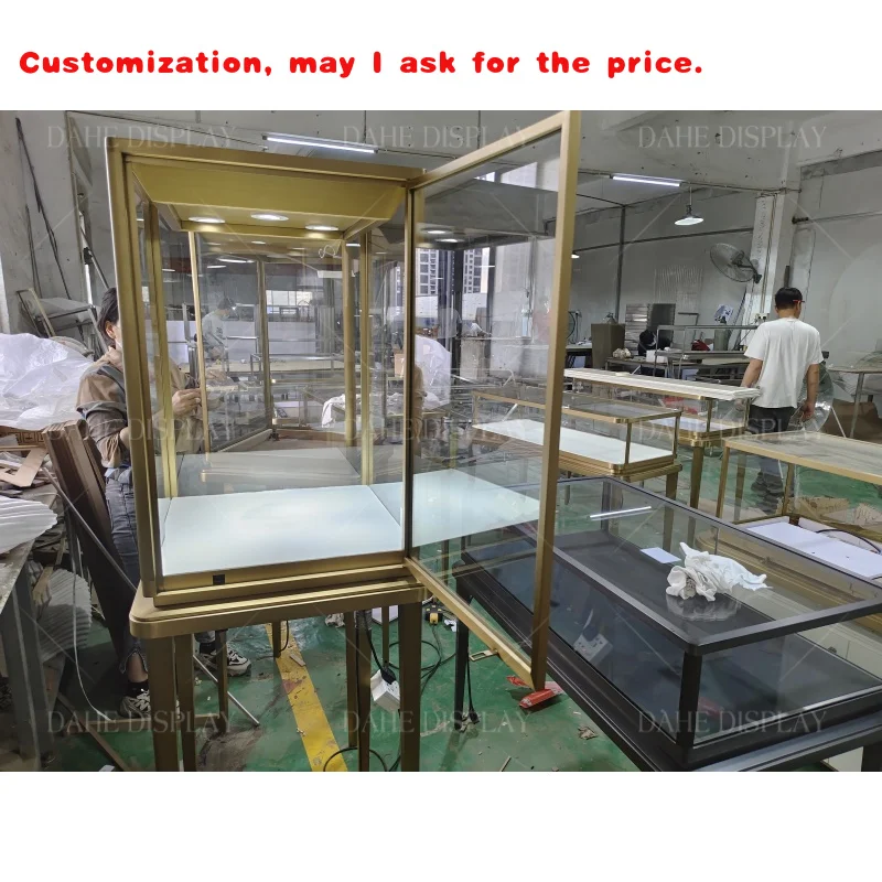 

Изготовленный на заказ. Роскошный шкаф для ювелирных изделий. Вежа из нержавеющей стали. Витрина для ювелирных изделий с изогнутыми стеклянными светодиодами и электронным L.