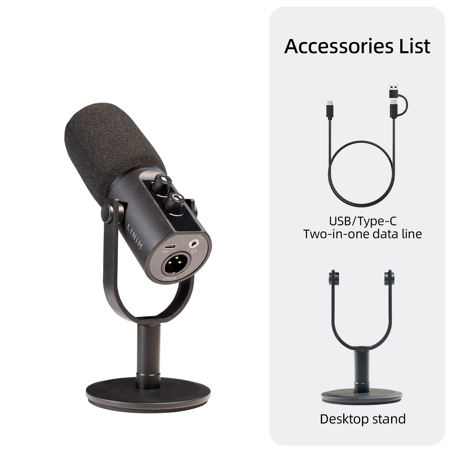 Linim PD11 Dynamic USB/XLR Microphone with Gain Knob/Touch-mute/Headphone Jack,Recording Mic for PC Sound Card Streaming