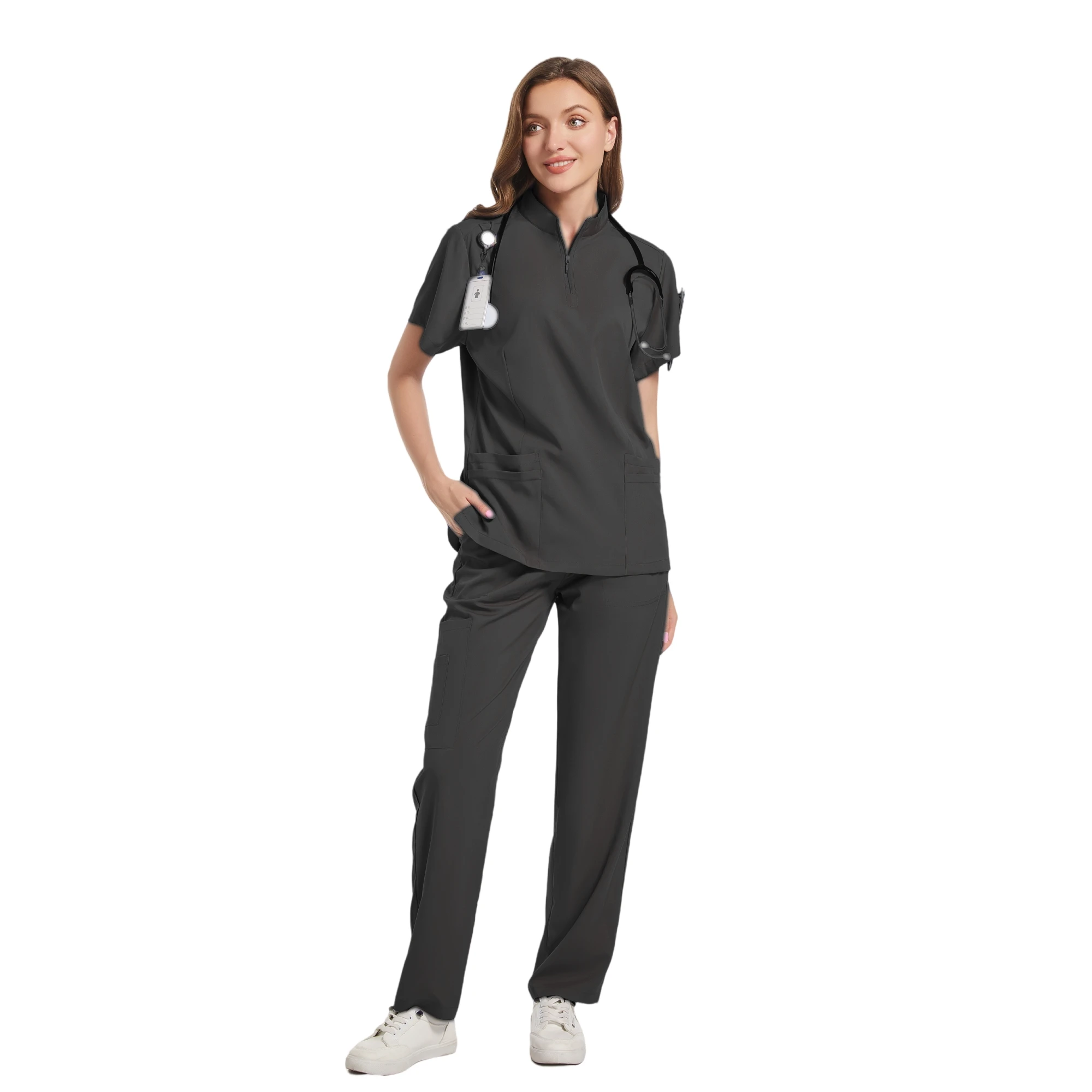 Apotheek Scrubs Naar Tandarts Joggers Scrubs Chirurgische Pakken Voor Vrouwen Kleurrijke Korte Set Paarse Spa-Uniformen Sets Medische Uniformen