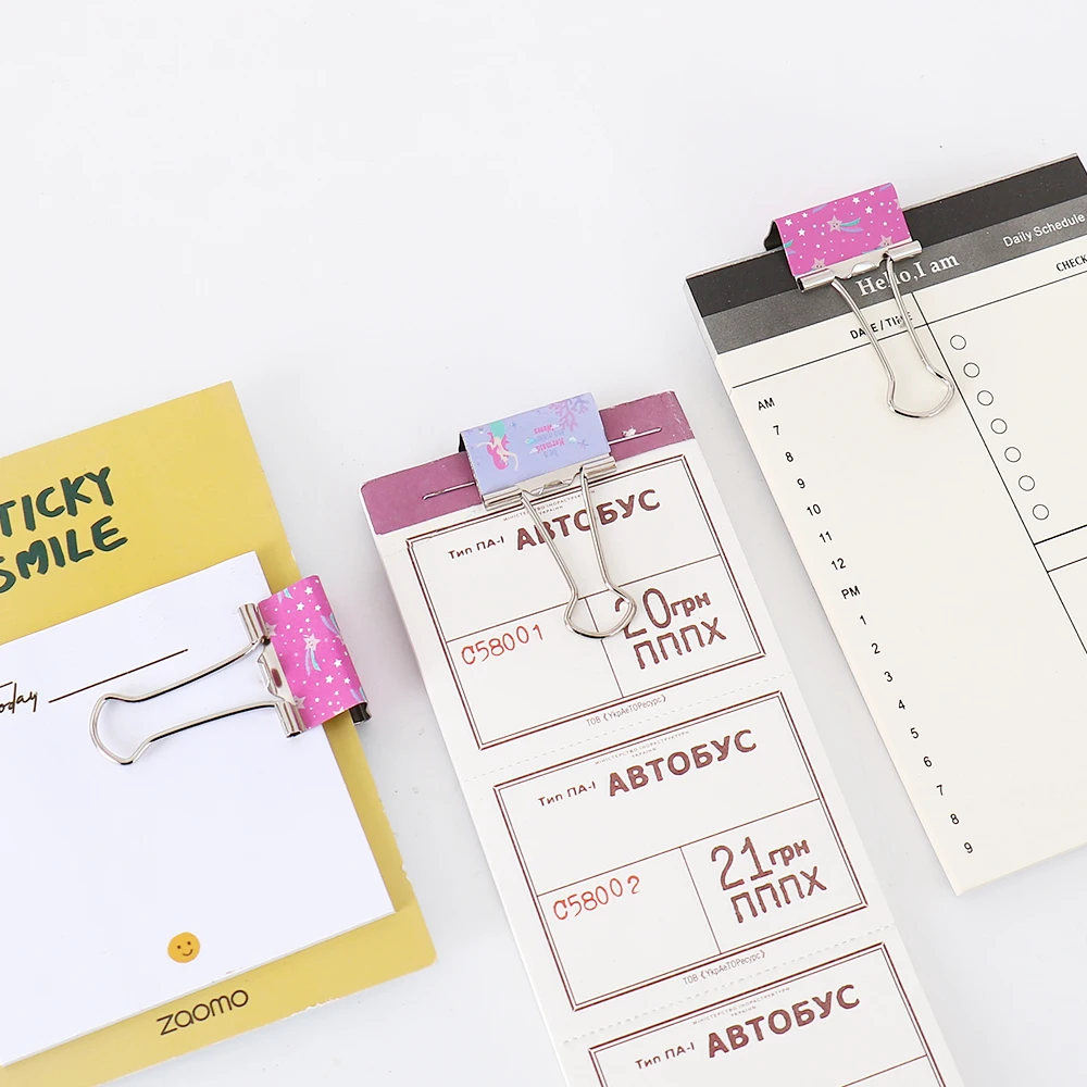 10pcs/lot purple pink Metal Binder Clips 25mm Notes Letter little mermaid Paper Clip Office Supplies Binding Securing Clips