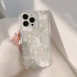 Rabbit Flower Phone Case For Samsung A55 5G Case S24 Ultra A54 A34 A33 A53 A52 A32 A14 A71 A24 A13 A12 A15 S22 S21 S23 FE Cover