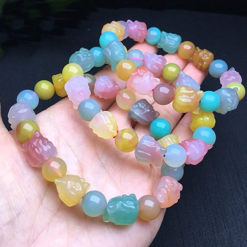 Yanyuan tail bracelet candy full of meat multi-color colorful agate nine single circle Crystal