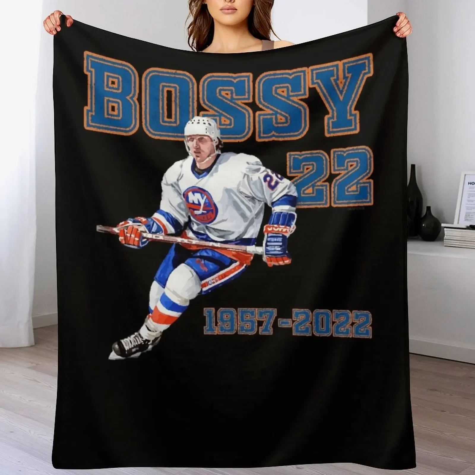 Mike Bossy Number 221957-2022 Throw Blanket for sofa Bed covers Blankets