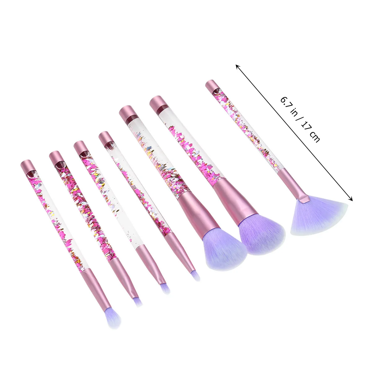 7개 메이크업 브러쉬 세트 투명 크리스탈 라인스톤 핸들 부드러운 섬유모 메이크업 브러쉬 키트 여성용