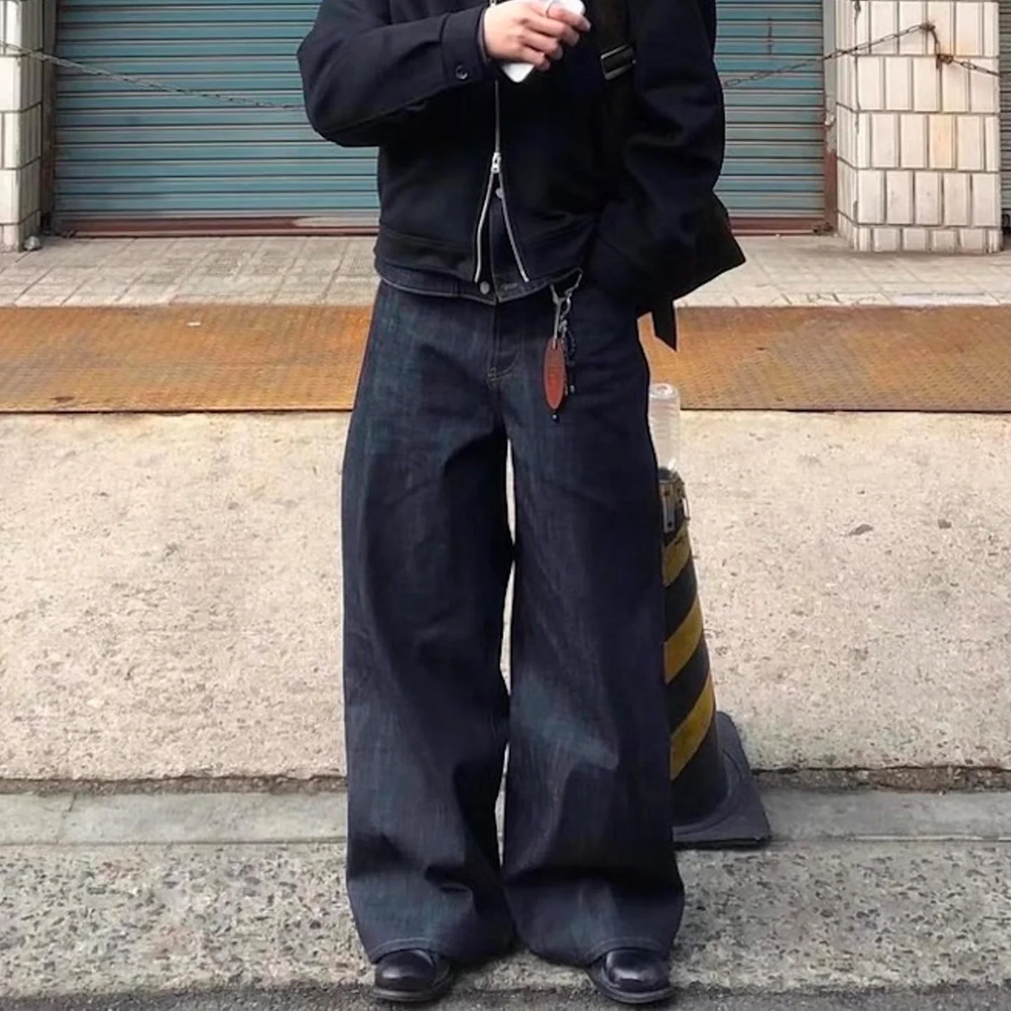 

Американские джинсы American Sle No Faith Studios Baggy Original Denim Jeans Knife Pants, средняя посадка, широкие штанины, повседневные, прямого свободного кроя