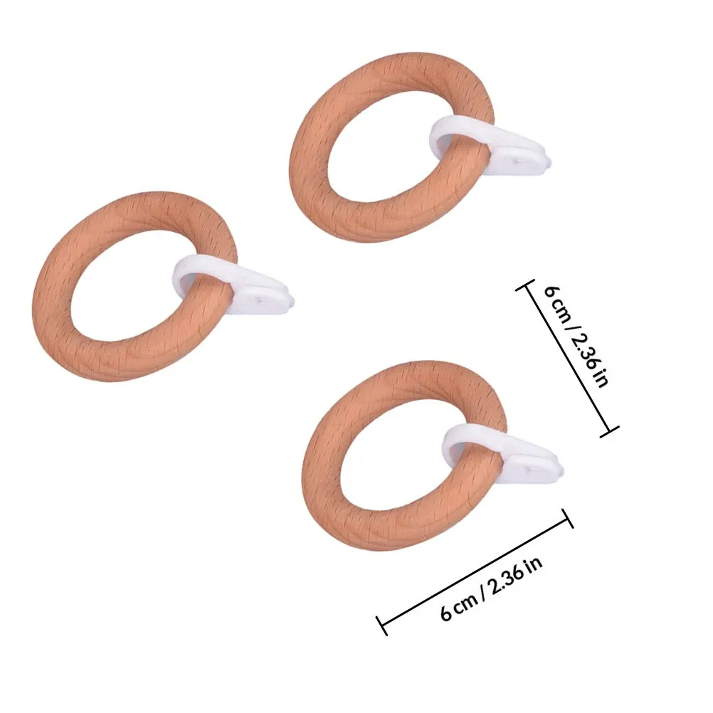 3Pcs Wooden Curtain Rings Solid Wood Hanging Connectors Circles for Roman Rod Curtain Ring Decor Household Rod Rings