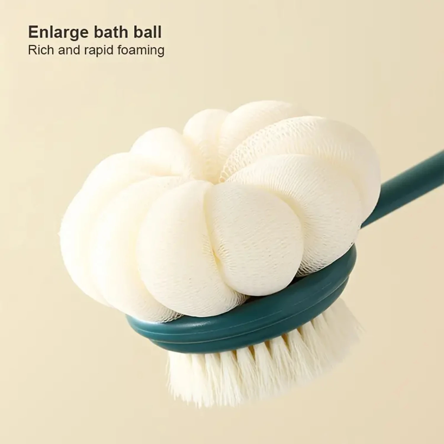 Cepillo de baño para frotar con cerdas suaves y mango largo para una experiencia de baño lujosa, juego de cepillos de baño y espalda 2 en 1 de doble cara con Ba