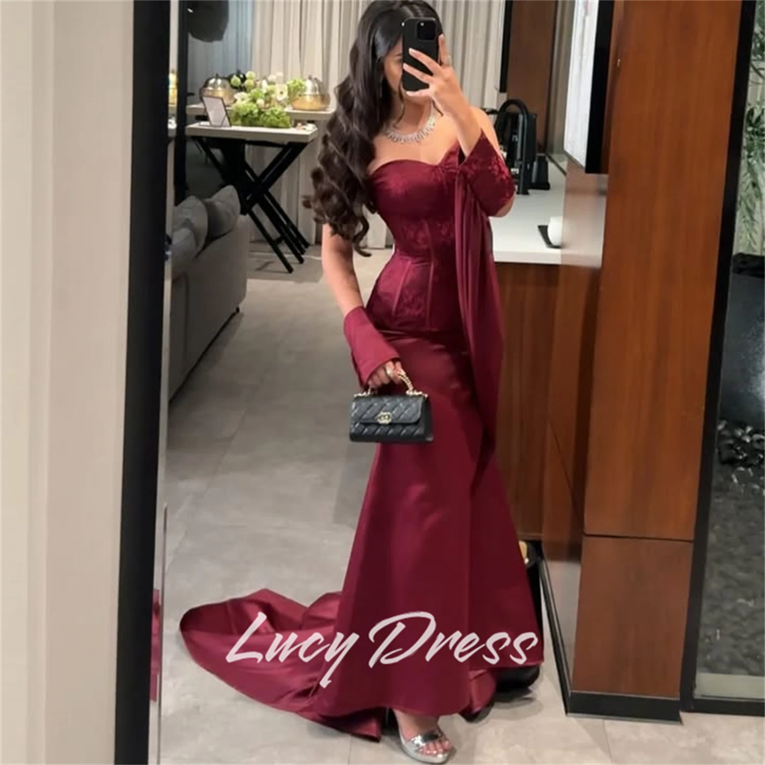 

Lucy Платье для выпускного вечера по индивидуальному заказу Вечернее платье Свадебное платье Бордовые роскошные женские вечерние платья Вечернее платье فساتين سهرة