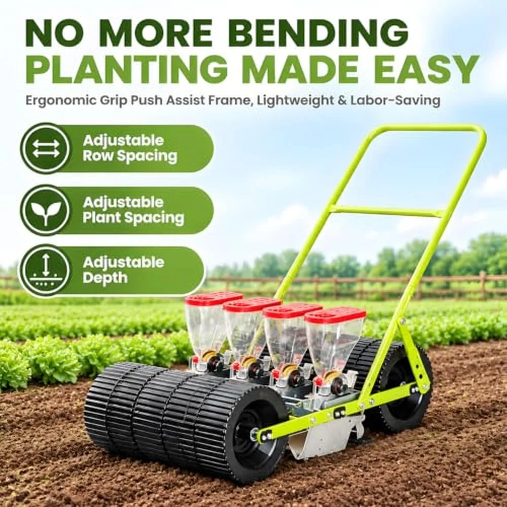Portable Manual Seeder Adjustable Garden Row Spacing Planter 1row