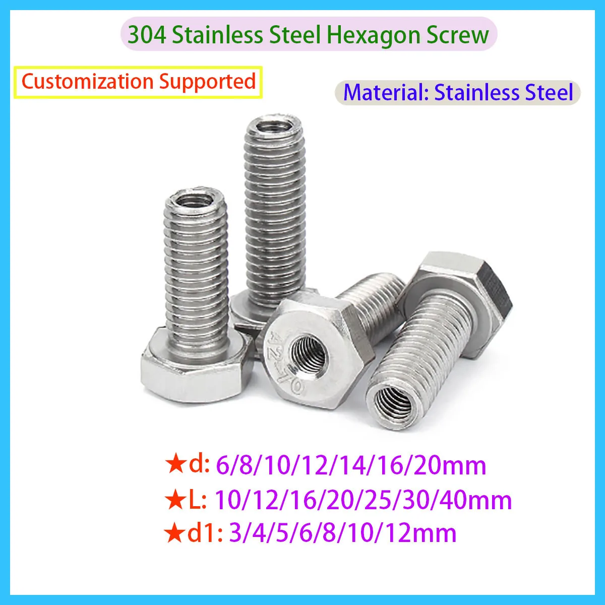 

304 Stainless Steel Hexagonal Hollow Screw Bolt M6 M8 M10 M12 M14 M16 M20