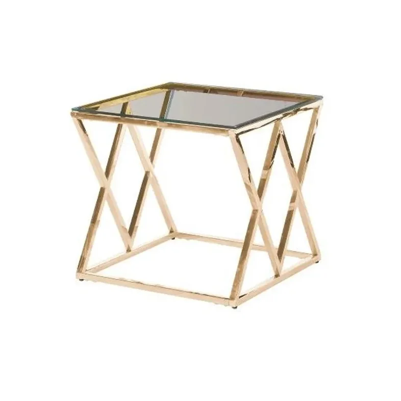 Mesa quadrada com design intrincado, cor prata, mesa redonda de café de metal, glam moderno, alumínio humano, venda quente