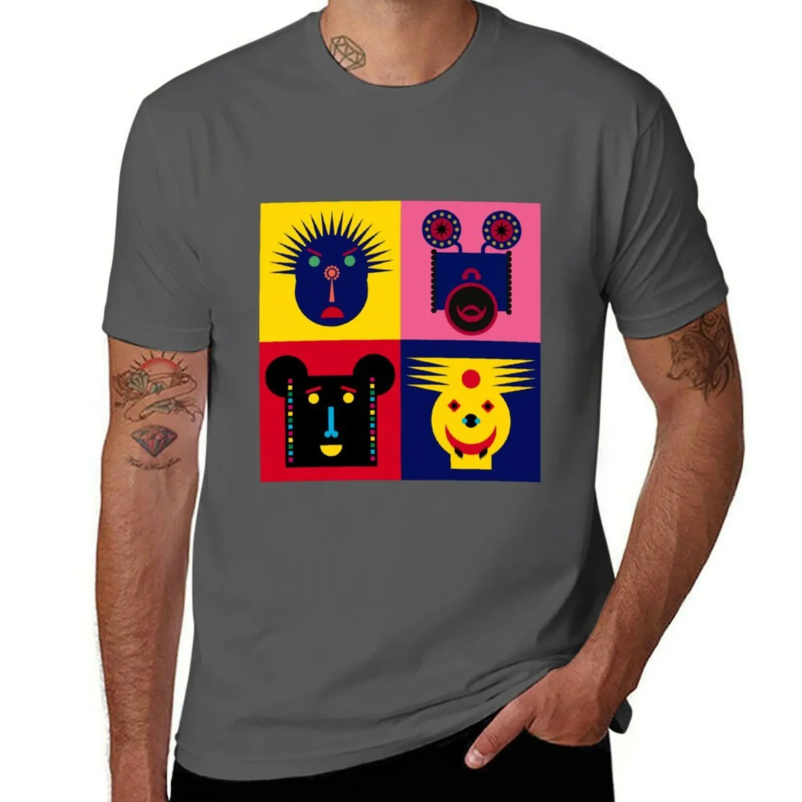 Town 1 Faces Happy T-Shirt Streetwear Print Tee Shirt
