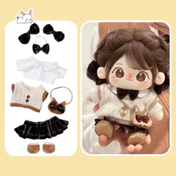 20cm Change Clothes Toy Cute Sweet Girl Cotton Doll Kawaii Sweet Brown Fried Hair Plush Stuffed Toys Body Gift Dolls Outfit