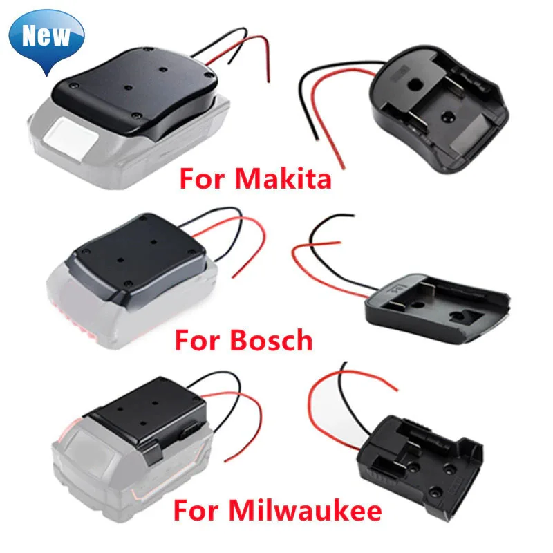 Bateria Mount Dock Power Connector com Fios 14awg Adaptador de Ferramentas Acessórios Makita Bosch Milwaukee 18v 14.4v Novo