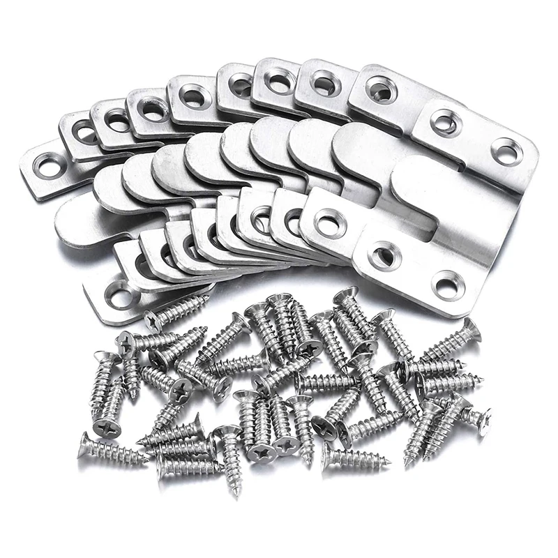 10 Pcs Flush Mount Bracket Interlocking Hang Furniture Connector Stainless Steel Wall Mount Picture Frame Brackets