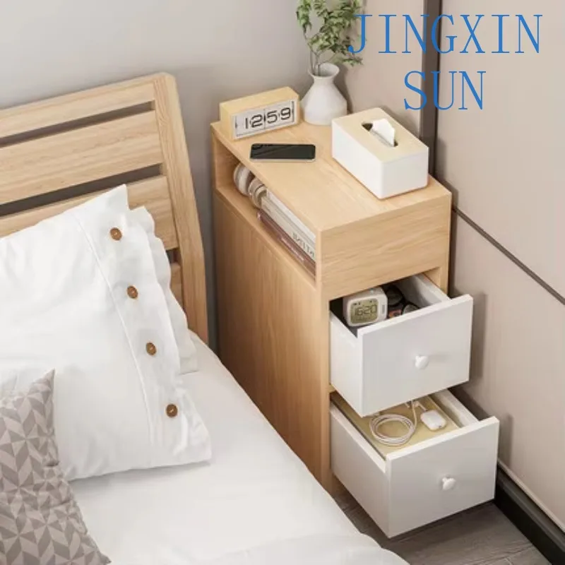 Cheap Basic Flatpack Bedroom Furniture White Narrow Bedside Table Small Wooden Nightstand