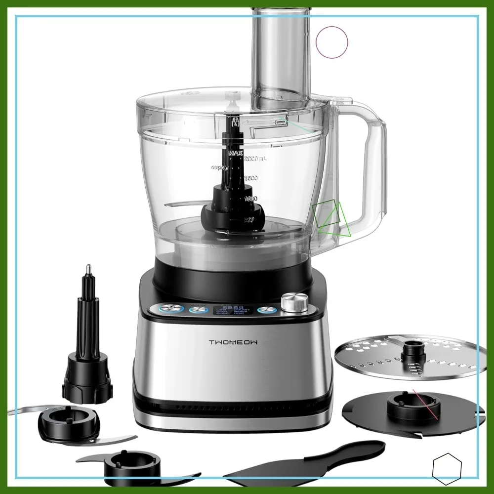 

Food Processor, 4 Programs & Pulse, 1000W, 12-Cup Capacity, Slicing, Mincing, Dicing, Shredding, Puree, Dough, Stainless Steel