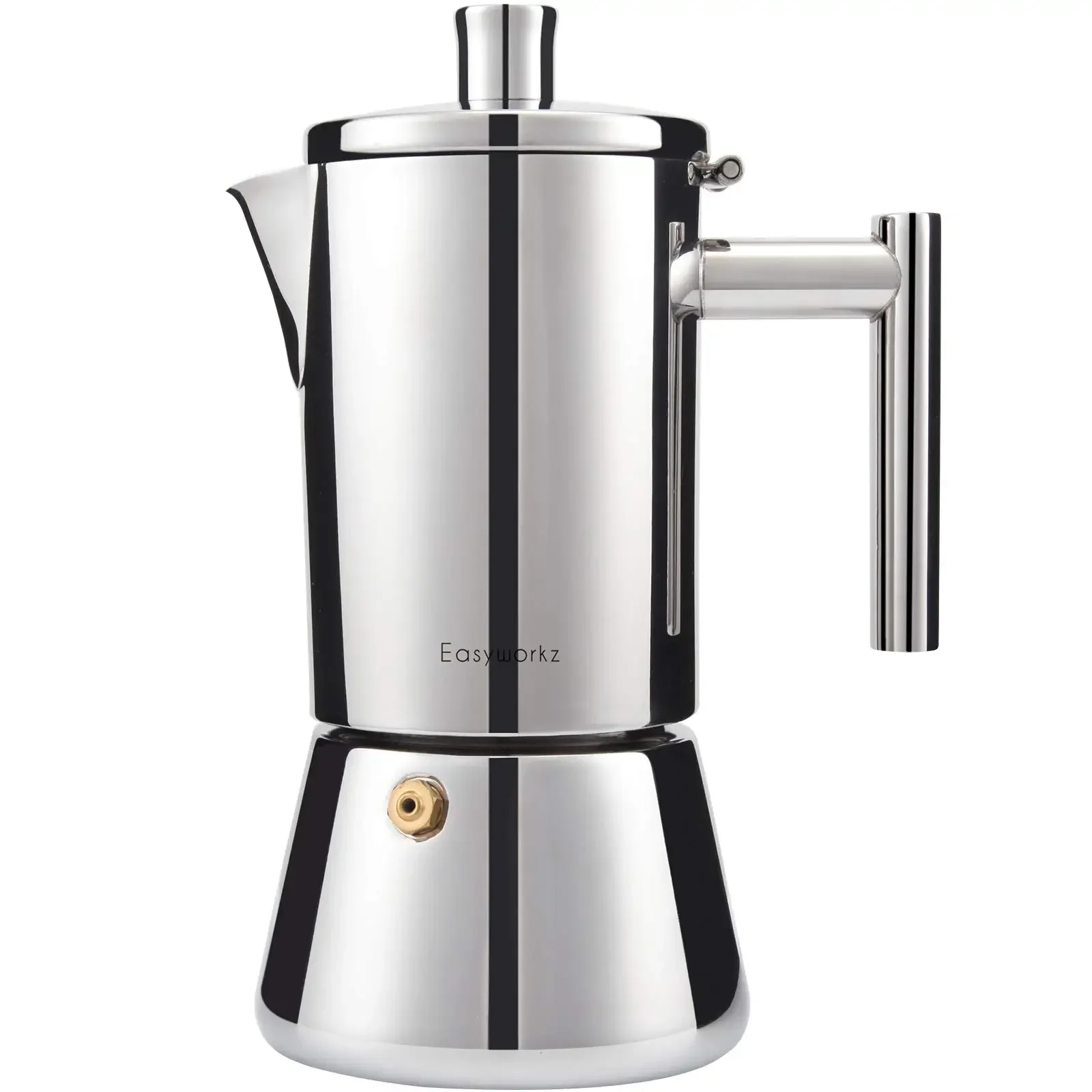 Easyworkz Diego Stovetop Espresso Maker Stainless Steel Italian Coffee Machine Maker 4Cup 6.8 Oz Induction Moka Pot