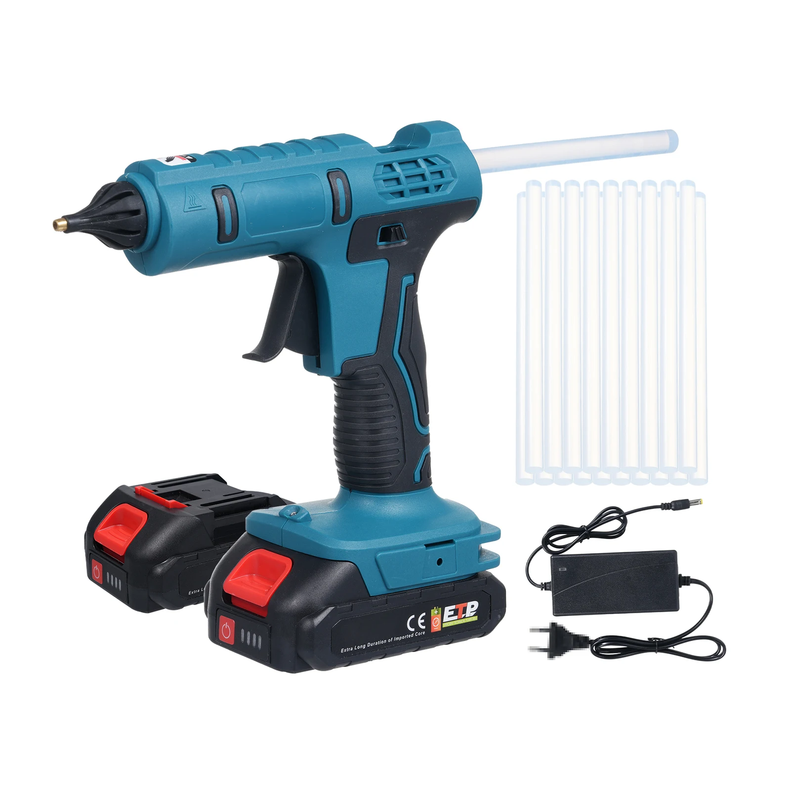 مسدس الغراء الساخن اللاسلكي تسخين سريع مع 20 قطعة عصي الغراء الساخن مصباح ليد لإصلاح الأثاث مع بطارية 18 فولت 1300 مللي أمبير في الساعة #1