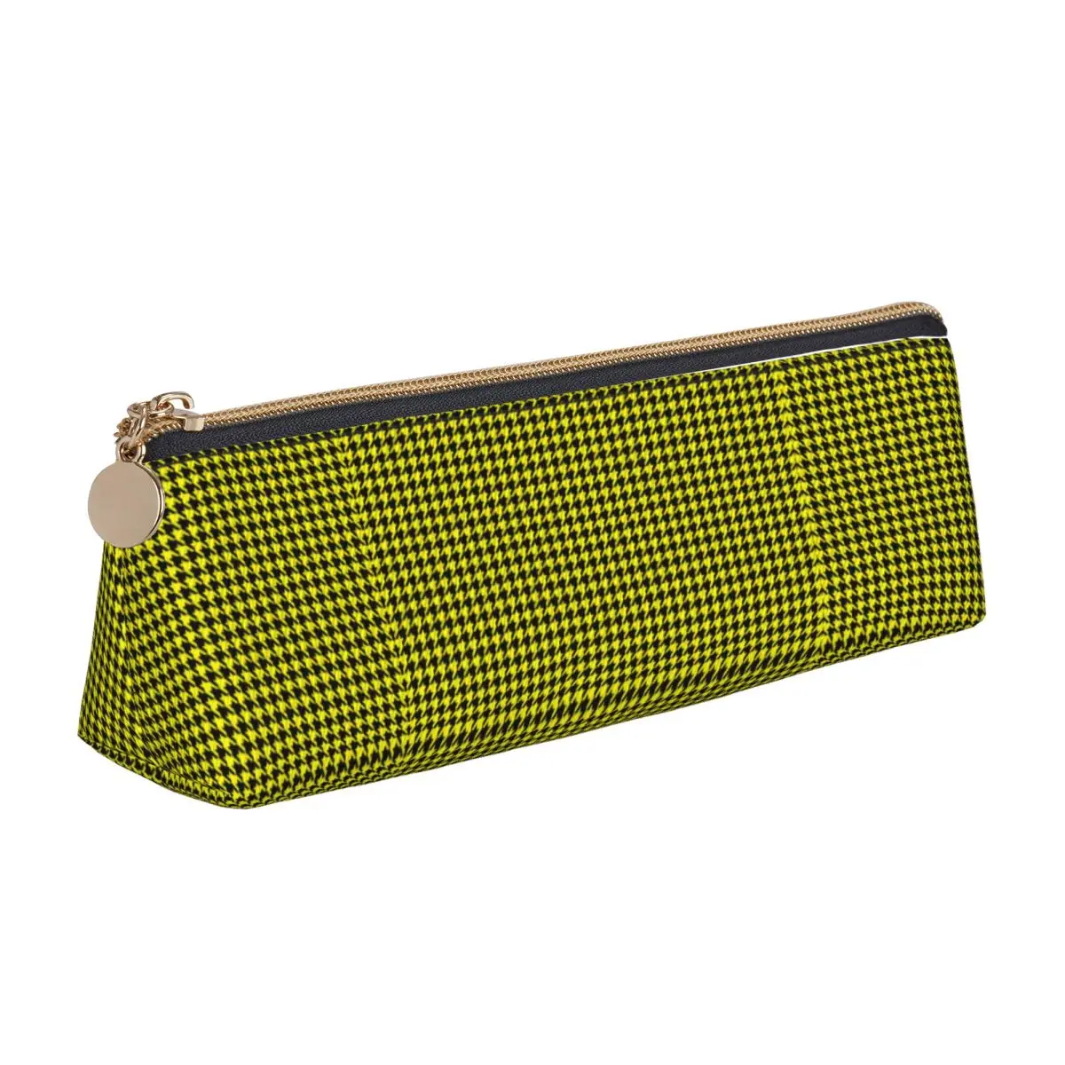 Elegant Houndstooth Pencil Case Black and Yellow University Pencil Bag Boy Triangle Lovely School Pencil Cases Design Supplies