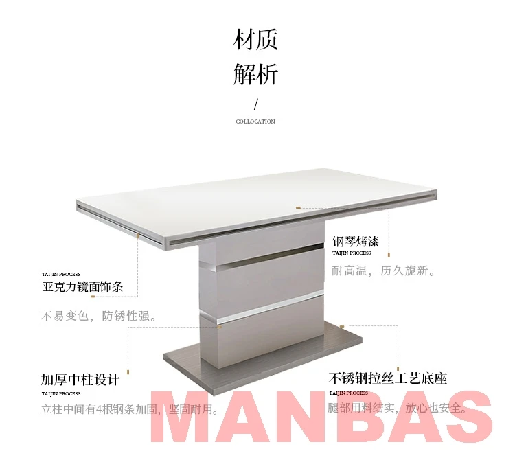 Mesa De Comedor Linlamlim De acero inoxidable con pintura blanca y 6 sillas, Mesas De Comedor para comedor, muebles modernos De cocina para el hogar