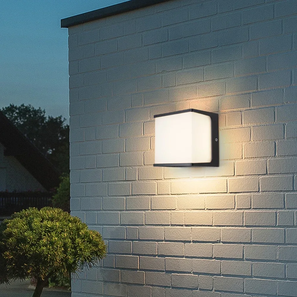 Wall Lamp Waterproof LED Lights Courtyard Villa Exterior Garden Light Corridor Balcony Nordic Simple No Sensor 8W Cube Wall Lamp