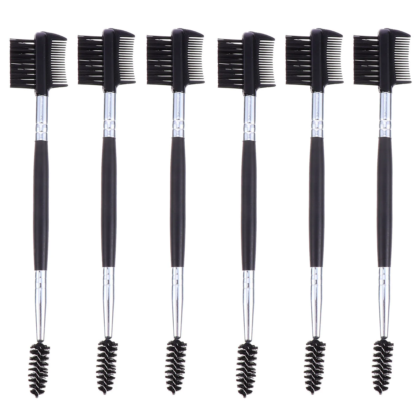 6 szt. Dwustronnych szczoteczek do modelowania brwi z końcówką w kształcie grzebienia do precyzyjnego nakładania makijażu i rozczesywania rzęs, zestaw idealny w podróży.