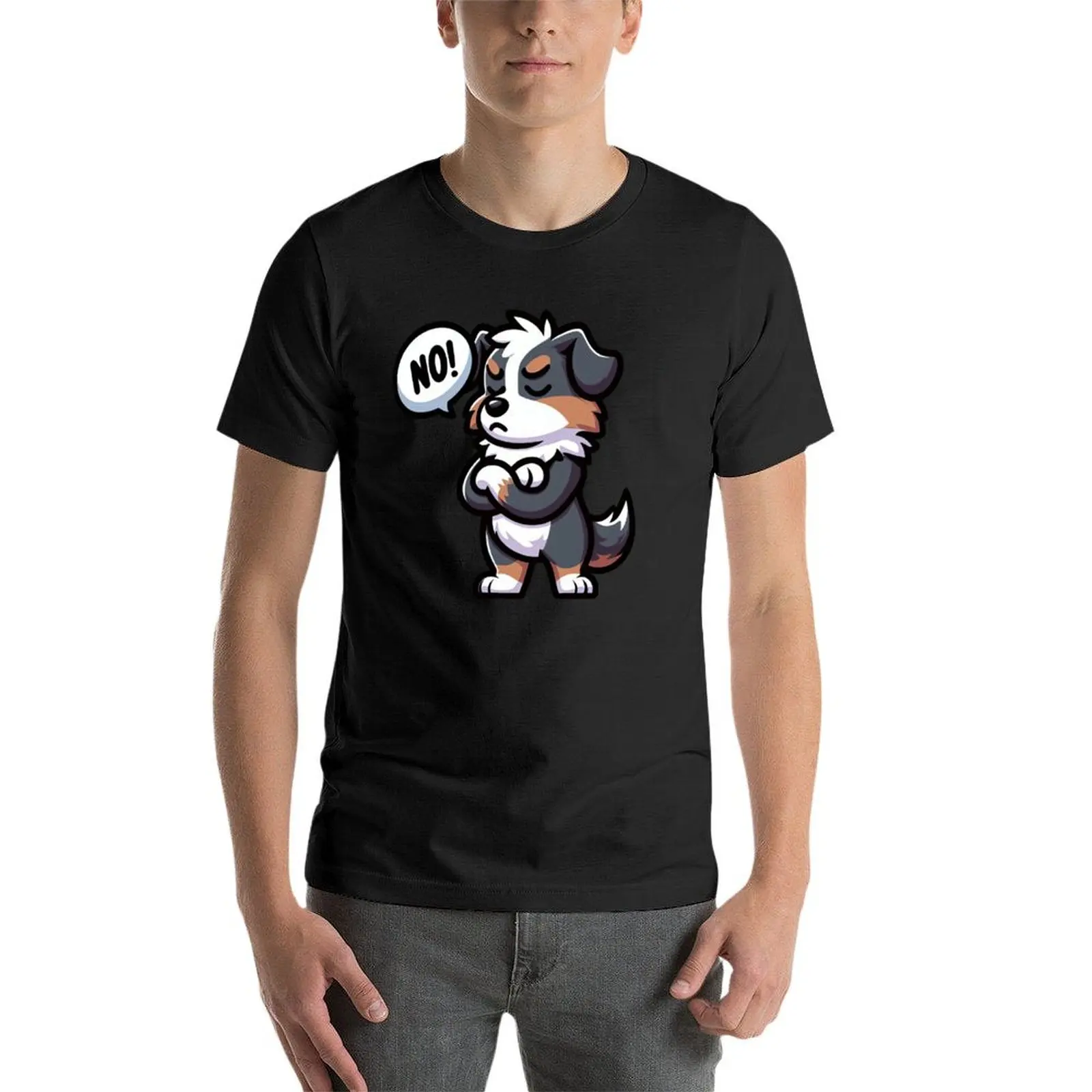 メンズaustralian shhepherd dog stybborn Tシャツ、アニマルプリント、男の子のブラウス、グラフィック、Tシャツ