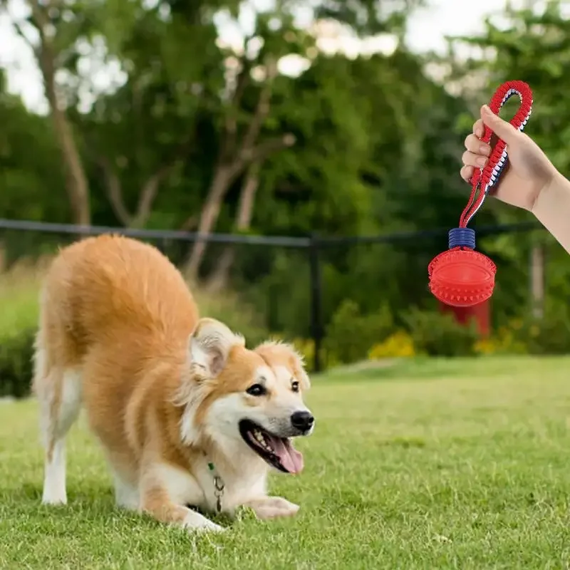 Dog Ball Toy with Rope Interactive Teether with Rope Dog Ball Pet Supplies Chewing Ball Training for Living Room Lake Beach