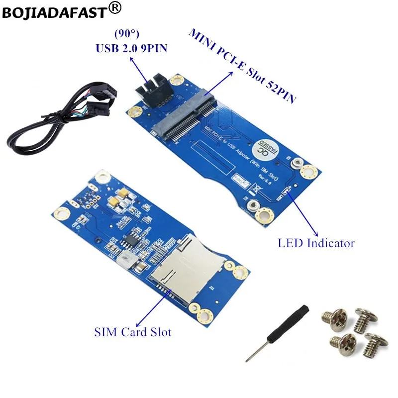 เมนบอร์ด USB2.0 9Pin Header ไปยัง Mini PCI-E MPCIe อะแดปเตอร์ไร้สาย 1 ช่องใส่ซิมการ์ดสําหรับ 3G 4G LTE WWAN โมดูลโมเด็ม