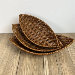 Woven Basket Imitation Rattan Woven Serving Baskets for Bread Fruit Vegetables Restaurant Serving Tabletop Display Rattan Basket